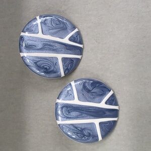 Vintage Metallic Blue and White Earrings